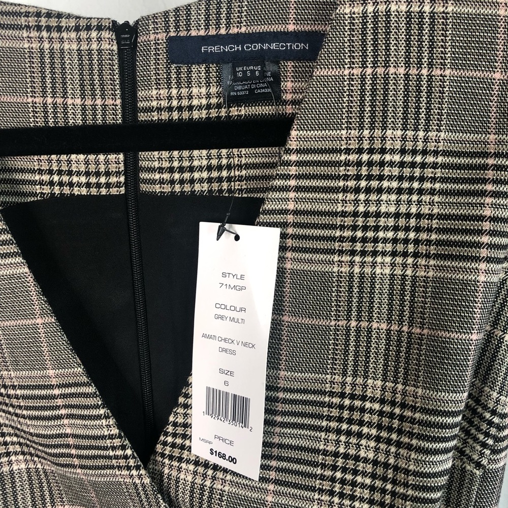 French Connection Amati Gray and Pink Plaid Check Jumper Dress - Picture 2 of 7